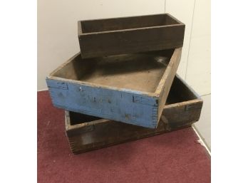 Two Wooden Boxes Built For Heavy Items & One Smaller Box