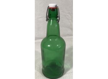 Large Green Bottle With Swing Top Beer Bottle 10.5 Inches Tall X 3.5 Inches Base
