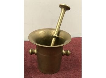 Brass Mortar And Pestle Spice Grinding Pill Crusher 6 Inch Diameter 5.5 Inch Tall  Pestle 10 Inch Long