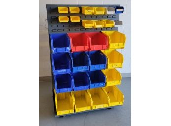 Mobile Double-Sided Louvered Panel Rack With Bins (as Shown In The Pictures) Cost Around $1,700.00