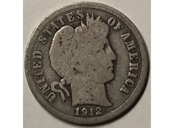 1912 Silver Barber Dime