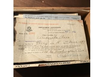 Employees Records Date Back 1912  Lot 39 Cigar Box With No Lid