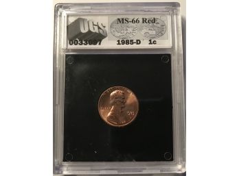 1985-D Lincoln Cent Graded MS-66 RED