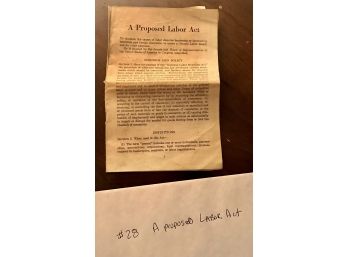 A Proposed Labor Act.   Lot 28