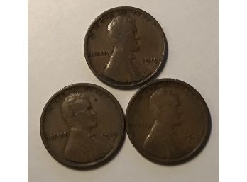 3 - 1919 Lincoln Wheat Cent