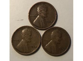 3 - 1928 Lincoln Wheat Cents