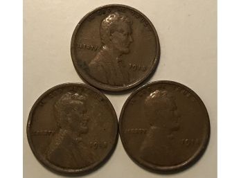 3 - 1918 Lincoln Wheat Cents