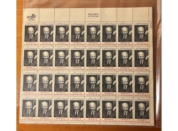 Dwight D Eisenhower 6 Cent Stamp - Full Sheet Unused