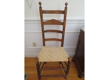 Early American Ladder Back Chair Splint Herringbone Seat