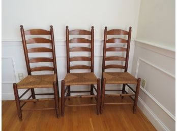 3 Ladder Back Chairs With Rush Seats