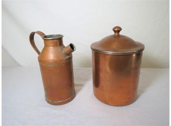 Copper Cannister And Pitcher