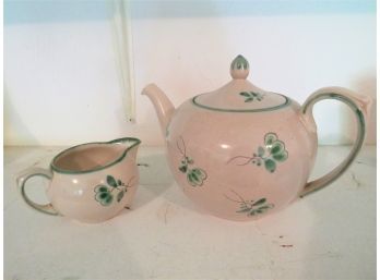 Vintage Gouda Holland Teapot And Creamer