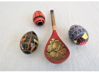 Russian Decorative Eggs And Spoon