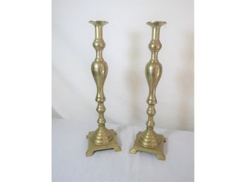 Pair Of Tall Brass Candlesticks