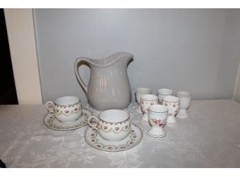 Egg Cups,  Pitcher &  Tea Cups From Austria