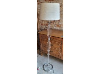 Floor Lamp.  Stainless With A Nice Fabric Shade.