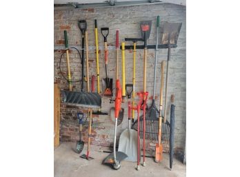Wall Of Tools. About 20 Pieces.     A Great Deal To Get Your Garage And Shed Up To Par.