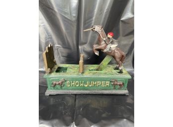 Vintage Cast Iron Mechanical Bank 'show Jumper'