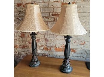 Beautiful Bronze Lamps With Great Shades.