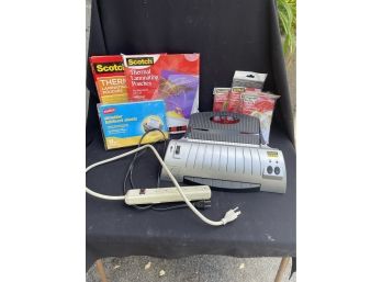 Scotch Brand Laminator With Sheets And Power Strip