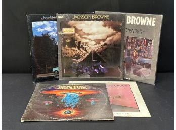 A Selection Of Vintage Vinyl LPs: Jackson Browne, Boston & Neil Young