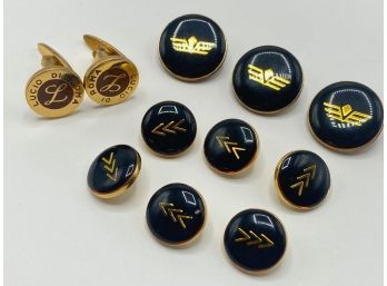 Vintage Lucio Di Roma Cufflinks & 9 Vintage Buttons