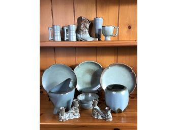 Frankoma Boot And Assorted Pottery Pieces