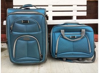 Two Pieces Of Blue Delsey Luggage