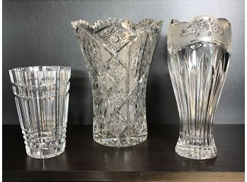 Three Beautiful Crystal Vases