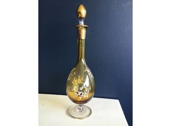 Hand Painted Amber Decanter