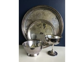 Silver Plated Lot - Pairpoint Platter,  Paul Revere Bowl And Oneida Cup