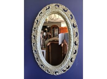 Oval Composite Mirror With Ornate Frame (Frame Is More Blue Green Than Photos) - Heavy