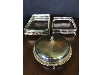 Silver Plate Chafing Dishes With Pyrex Dishes