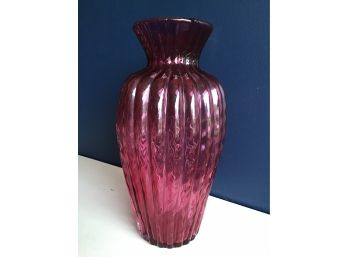 Tall Cranberry Glass Vase - 12H