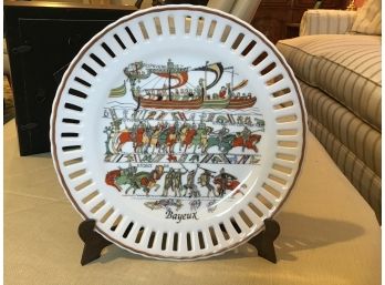 Vintage NEM Bayeux Tapestry Decorative Plate/Stand, France