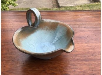 Spouted Pottery Bowl With Handle, Signed, Japanese?