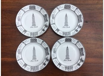 Set Of 4 NYC Plates 222 Fifth Around The City Black And White Appetizer/Dessert