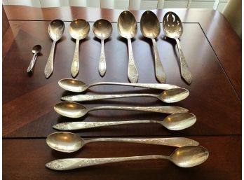 Sterling Silver Spoons Lady Claire By Stieff - Set Of 6 Iced Tea, Hand Pierced Ice Cream, Sugar Spoon, Plus,