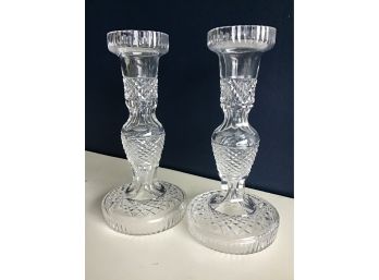 Beautiful Pair Of Waterford Crystal Bethany Candlesticks - 8H