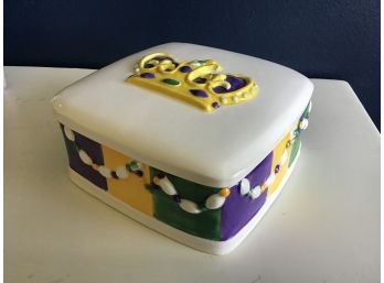 Mardi Gras Square Ceramic Box