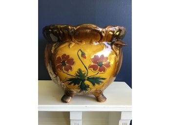 Vintage Glazed Footed Floral Pot, Italy?