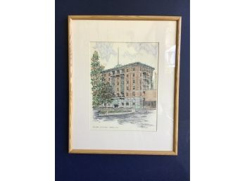 Architectural Drawing Of The Elton On The Green Waterbury, Signed John Paquette, 1979 - 17 X 21