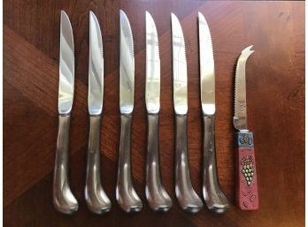 Set Of 6 Volrath Korean Steak Knives Plus Joie Serrated Cheese Knife