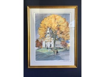 Middlebury, CT Congregational Church, Numbered Print 31/100,  Signed Tracy Sugarman (1921-2013)