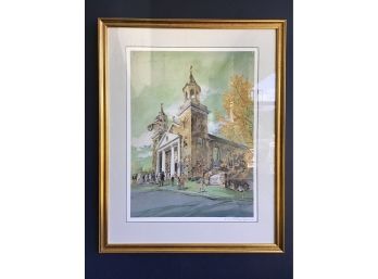 Middlebury, CT St John Of The Cross Church, Numbered Print 31/100,  Signed Tracy Sugarman (1921-2013)