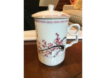 Tatung Tall Porcelain Teacup With Cherry Blossoms