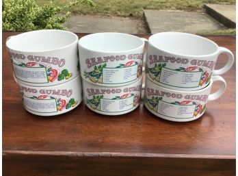 Youngberg Company, Set Of 6 New Orleans Seafood Gumbo Recipe Soup Mugs