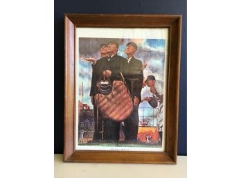 Norman Rockwell Framed Giclee - Tough Call Bottom Of The Sixth, Three Umpires -14 X 18