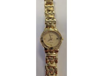 Ladie's Gold Tone Bracelet Wittnauer Laureate Watch With Diamonds