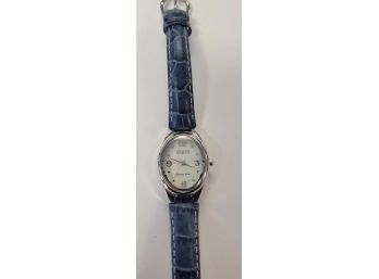 Ladies Ecclissi Sterling Silver Watch W/blue Leather Band